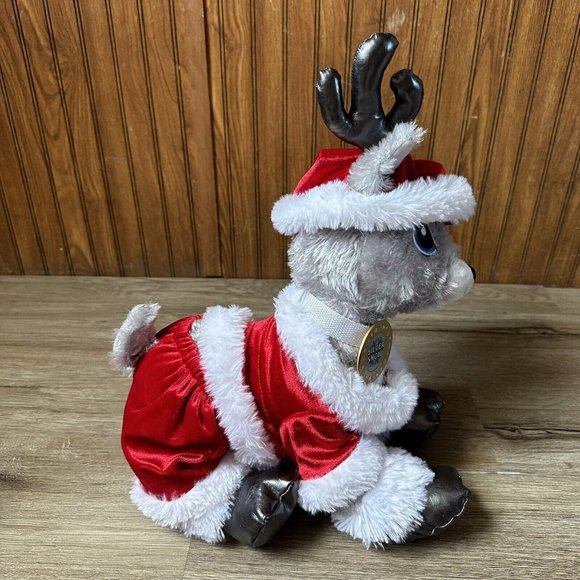 Build A Bear Silver Snow Reindeer 15" Plush Santa Outfit Medallion Christmas - Picture 3 of 7